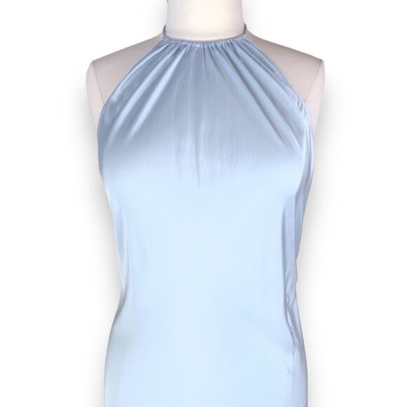 Song of Style Rosalind Maxi Dress in Baby Blue Charmeuse Backless Halter FLAW - Picture 7 of 11